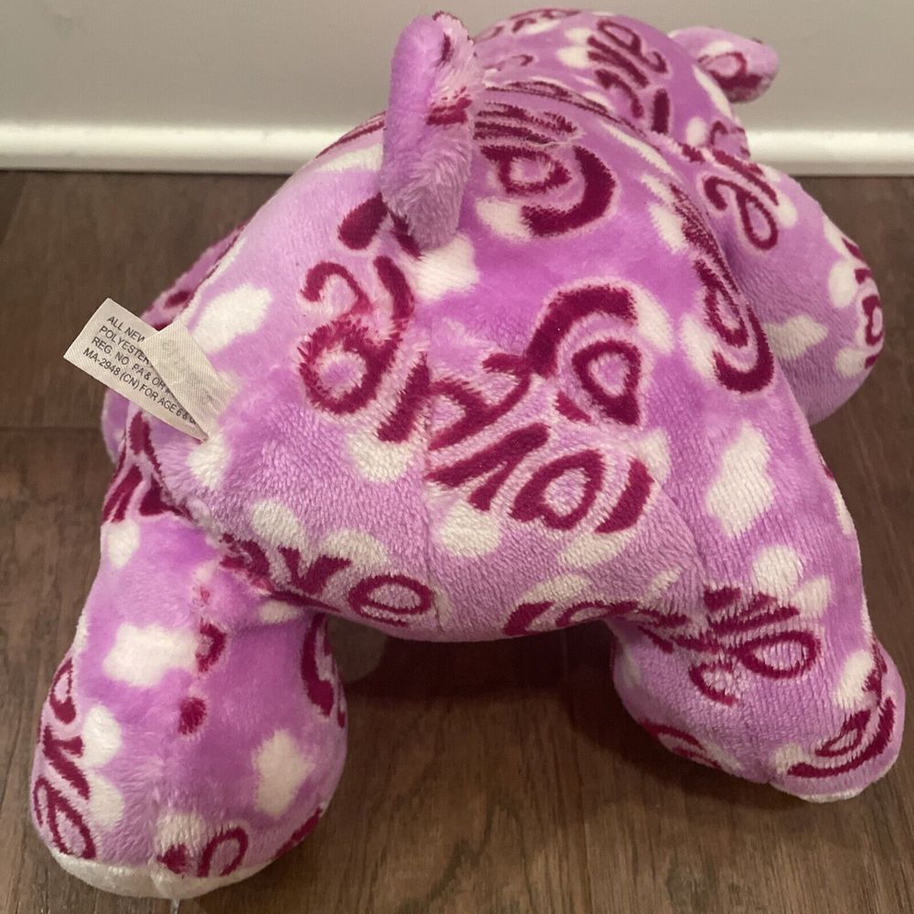 Valentine ANICO Int'l 13" Plush Pink Teddy‎ Bear Pink Ribbon Red Love Prints - Picture 5 of 9